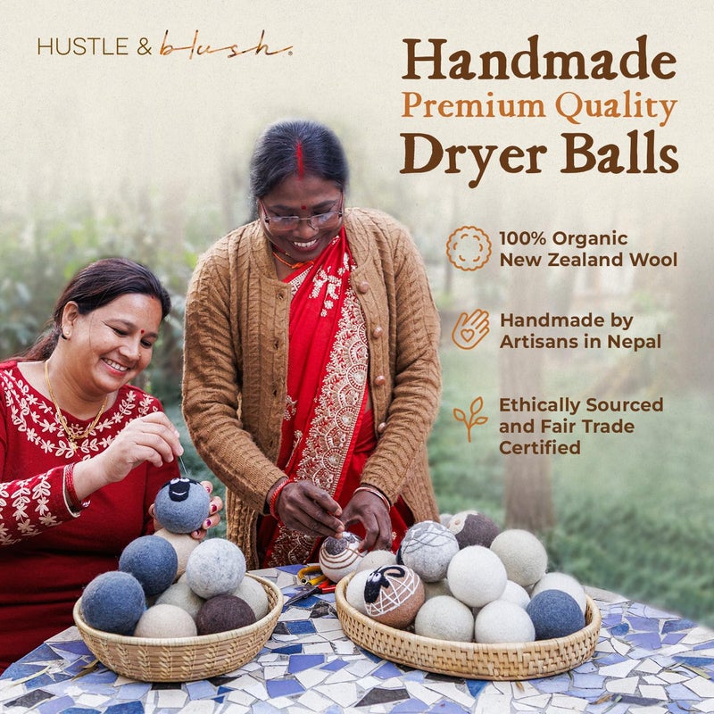 Fluff Ewes Wool Dryer Balls 3 Pack Premium New Zealand Wool Laundry Balls for Dryer, No Static Dryer Balls Laundry Reusable Cute - XL Wool Dryer Balls Cute, Baby Dryer Balls for Dryers - Lights - Image 3